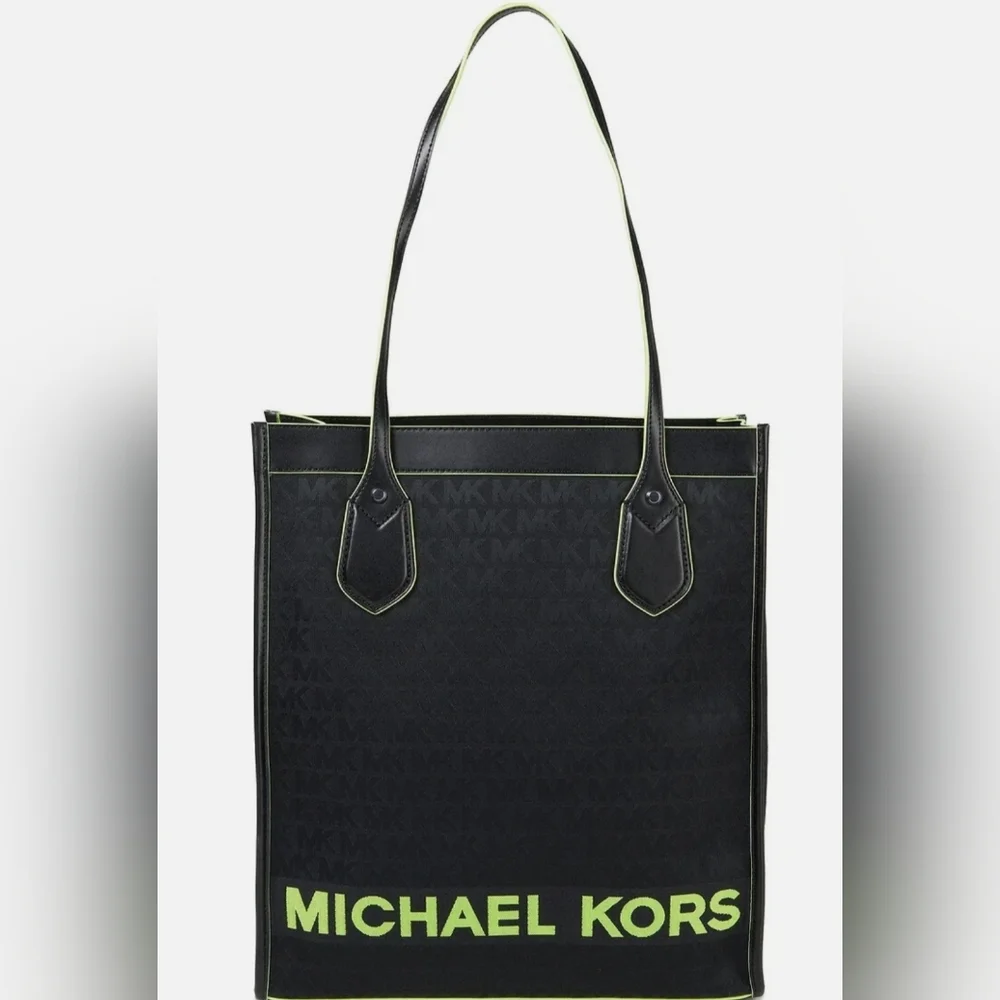 Michael Kors | Bay Large Woven Canvas Tote Bag | Shoulder Bag | Neon | Womens - Picture 4 of 12
